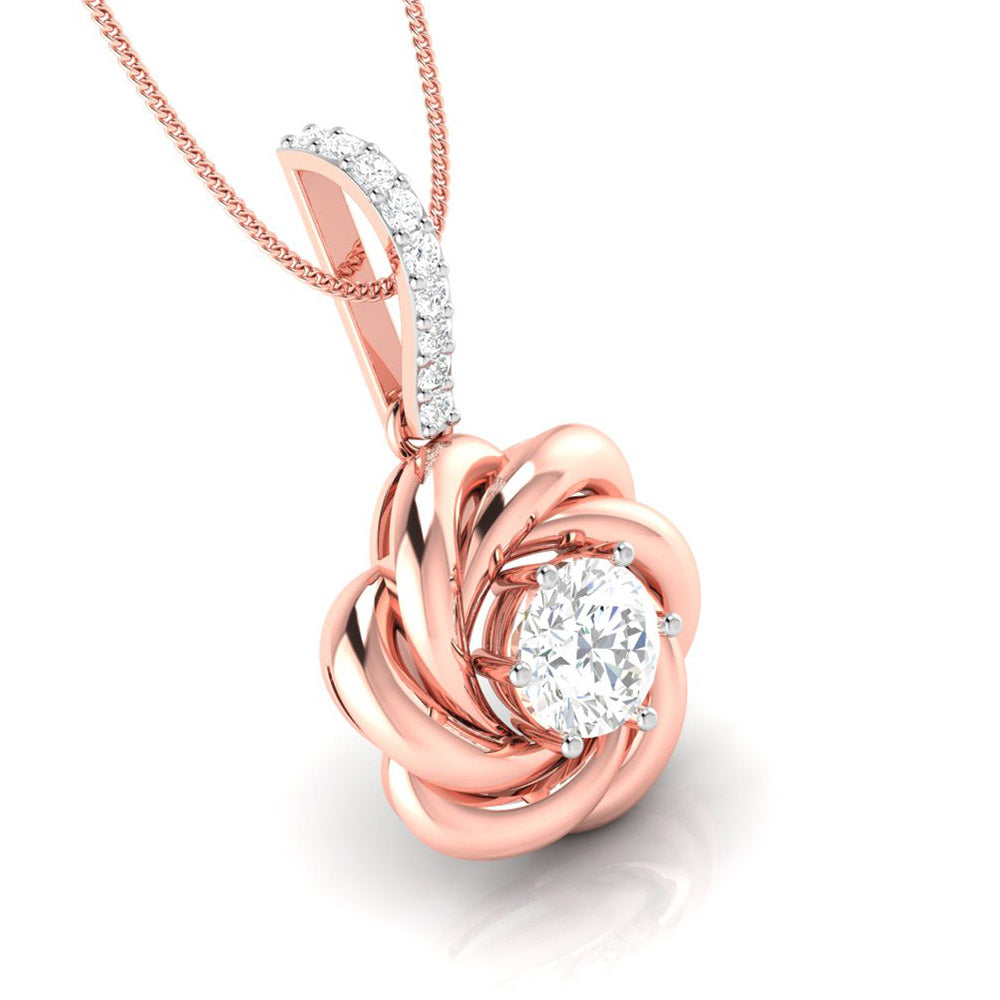 CT Swirl Solitaire Lab-Grown Diamond Star Pendant without Chain