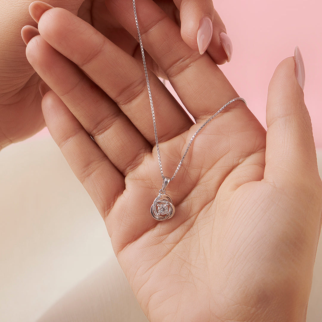 Radiant Reflections 925 Sterling Silver Rhodium Plated Pendant with Chain