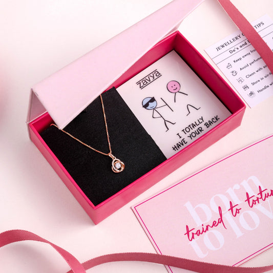 Universal Embrace Rose Gold 925 Silver Necklace with Chain Gift Hamper