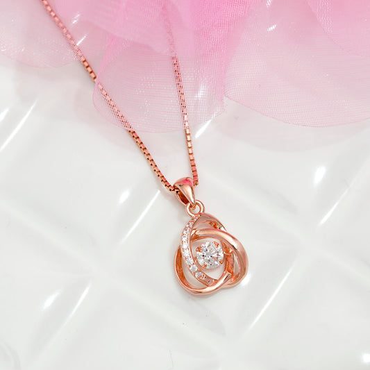Celestial Embrace Rose Gold 925 Silver Necklace Gift Hamper for Sister