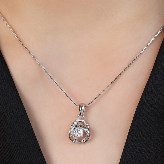 925 Sterling Silver Radiant Reflections 925 Sterling Silver Rhodium Plated Pendant with Chain for Women – Zavya