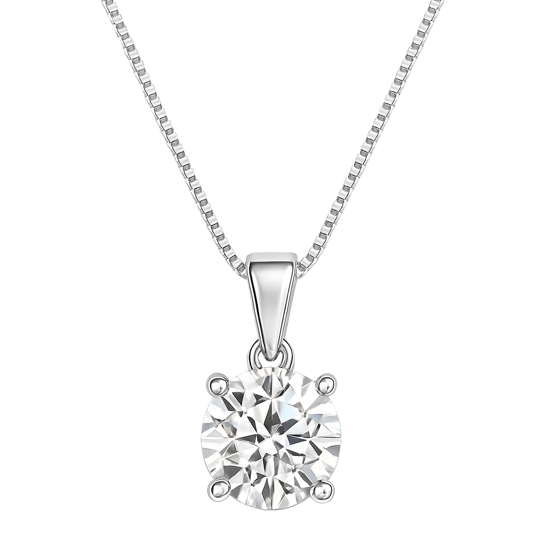 Minimal Solitaire Rhodium Plated 925 Sterling Silver Jewellery Set