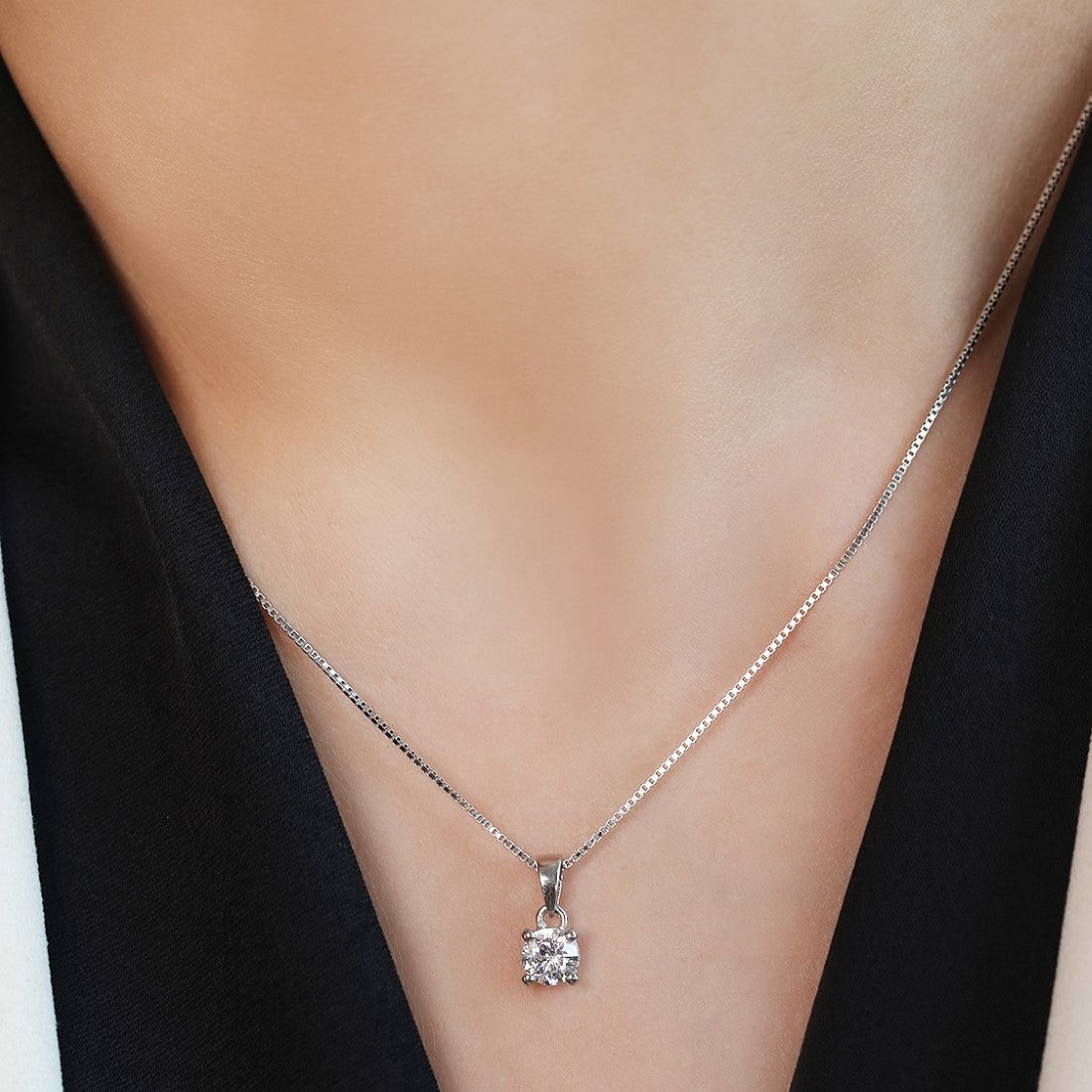 Solitaire 925 Silver Necklace Chain