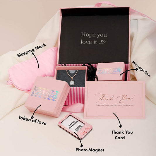 Radiant Bloom Solitaire 925 Silver Necklace in Rose Gold Hamper for Sister