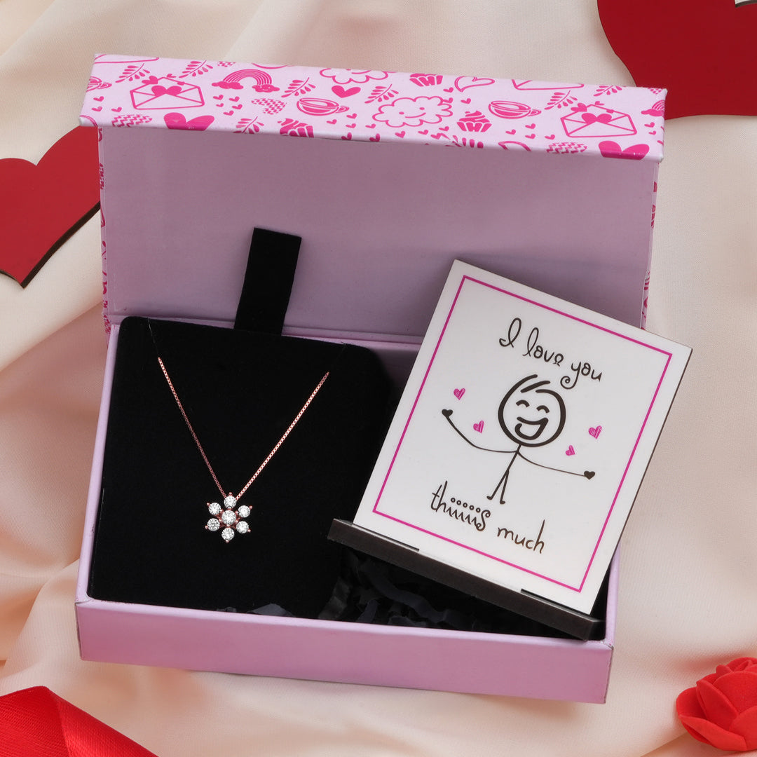 Nakshatra Rose Gold Plated 925 Sterling Silver Necklace Chain Gift Hamper