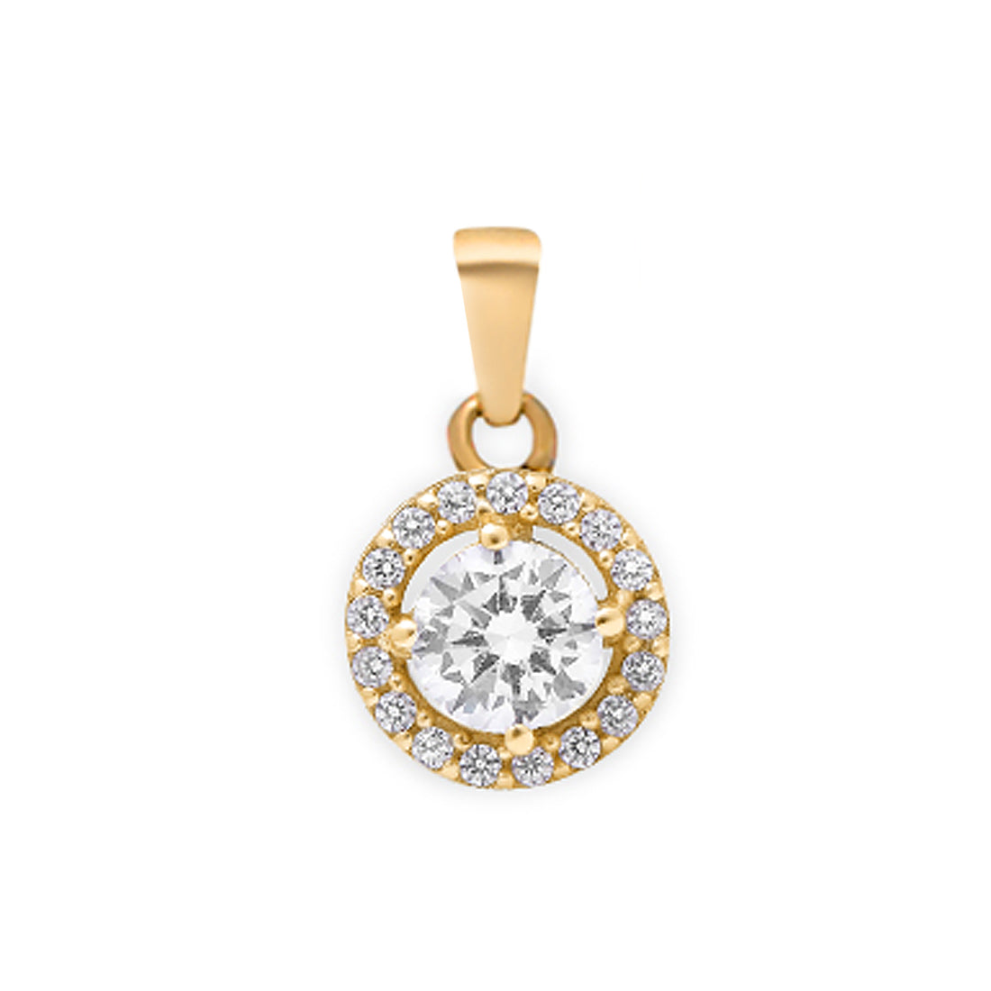 Classic Solitaire Golden Plated 925 Sterling Silver Pendant with Box Chain