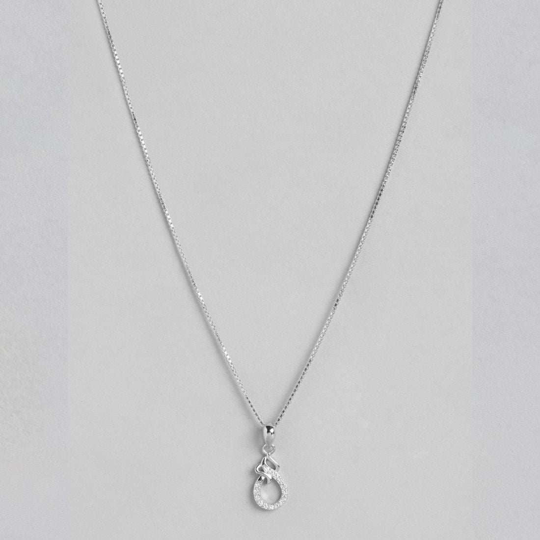 Embraced Eternal Sparkle Rhodium Plated 925 Sterling Silver Pendant with Chain