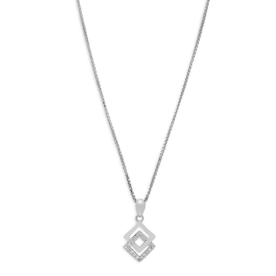 CZ Rhodium Plated Eternal Sparkle 925 Sterling Silver Pendant with Chain