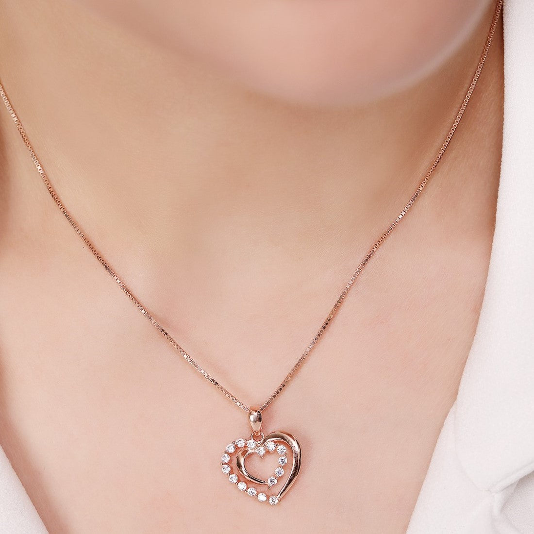 Heart's Radiance 925 Sterling Silver Rose Gold-Plated Jewelry Set