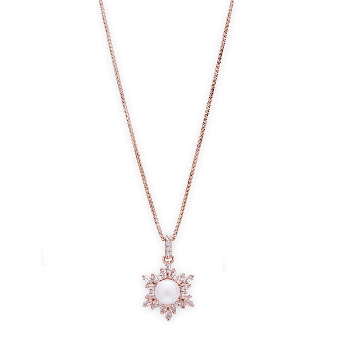 Blooming Beauty 925 Sterling Silver Rose Gold-Plated Flower Pendant with Chain