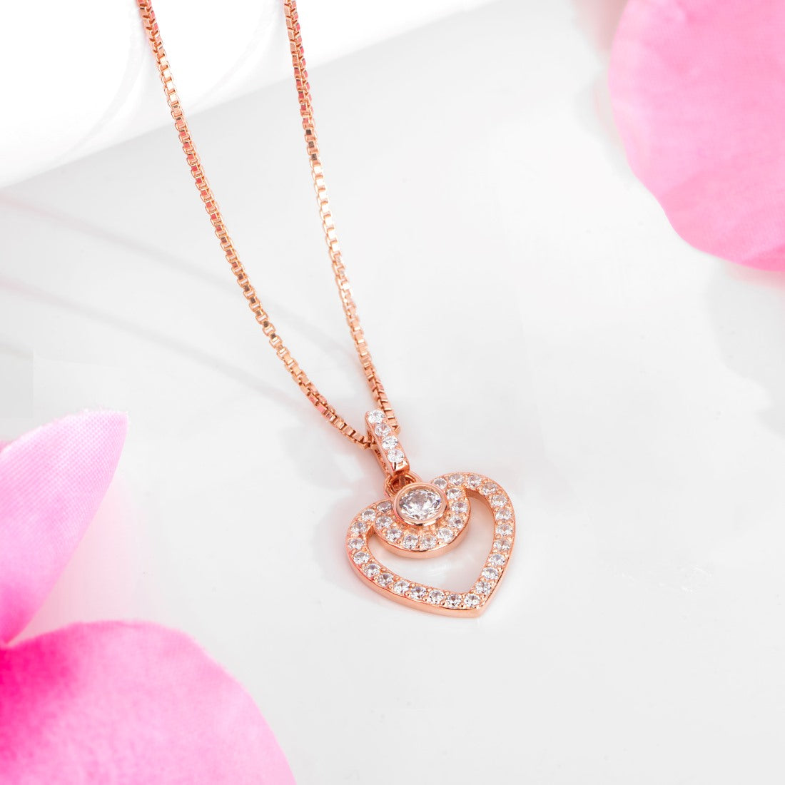 Love's Embrace Rose Gold-Plated 925 Sterling Silver Heart Pendant