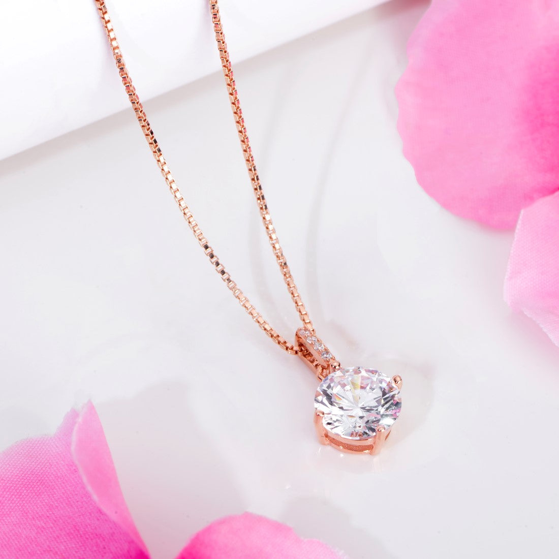 Eternal Harmony Solitaire Rose Gold-Plated Sterling Silver Circle Pendant