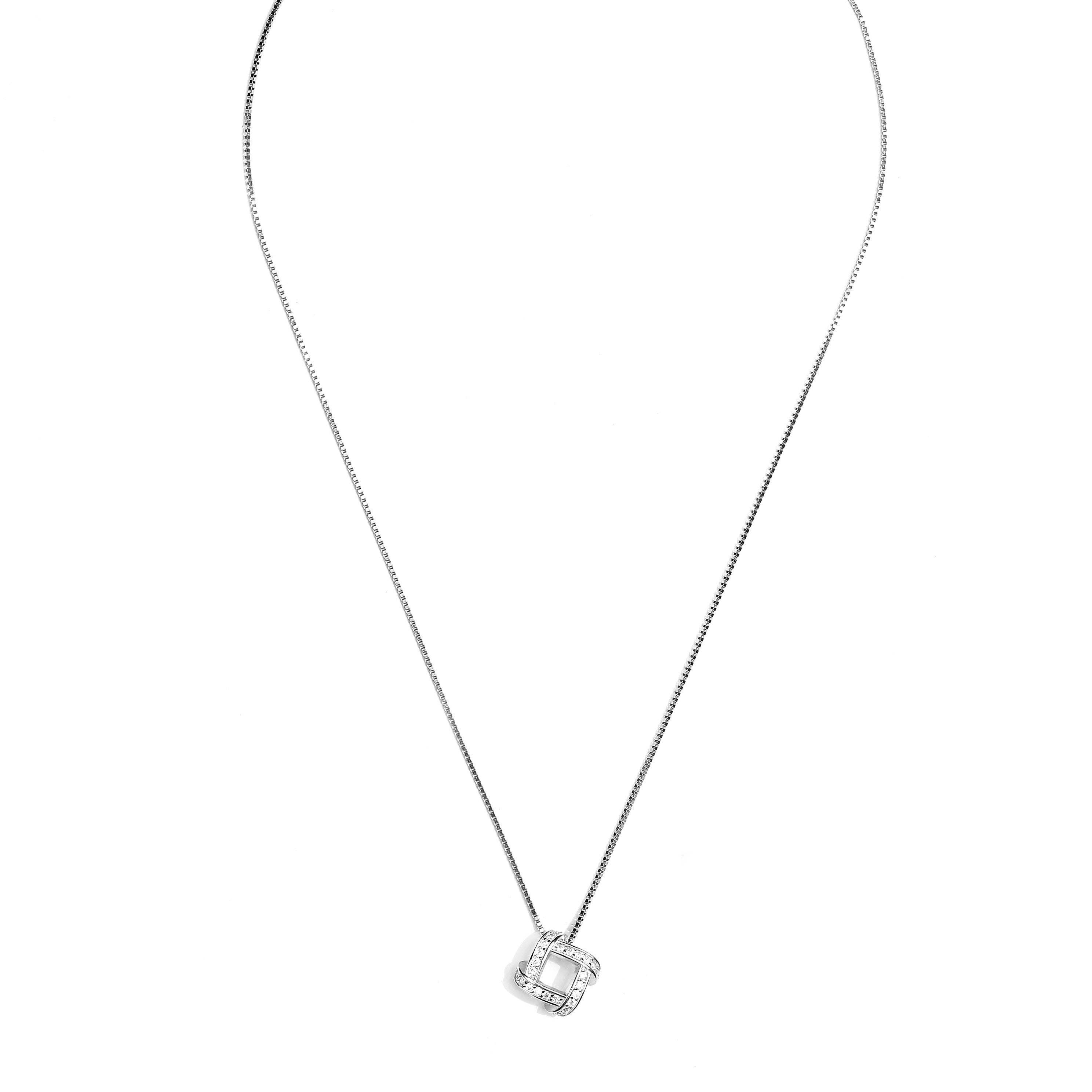 Radiant Square 925 Sterling Silver Rhodium Plated Pendant