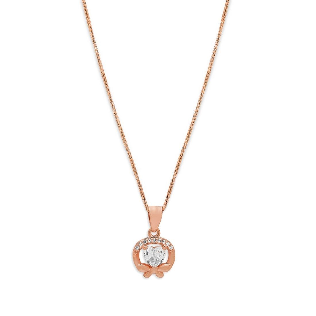 Heartfelt Radiance 925 Sterling Silver Rose gold Pendant with Chain