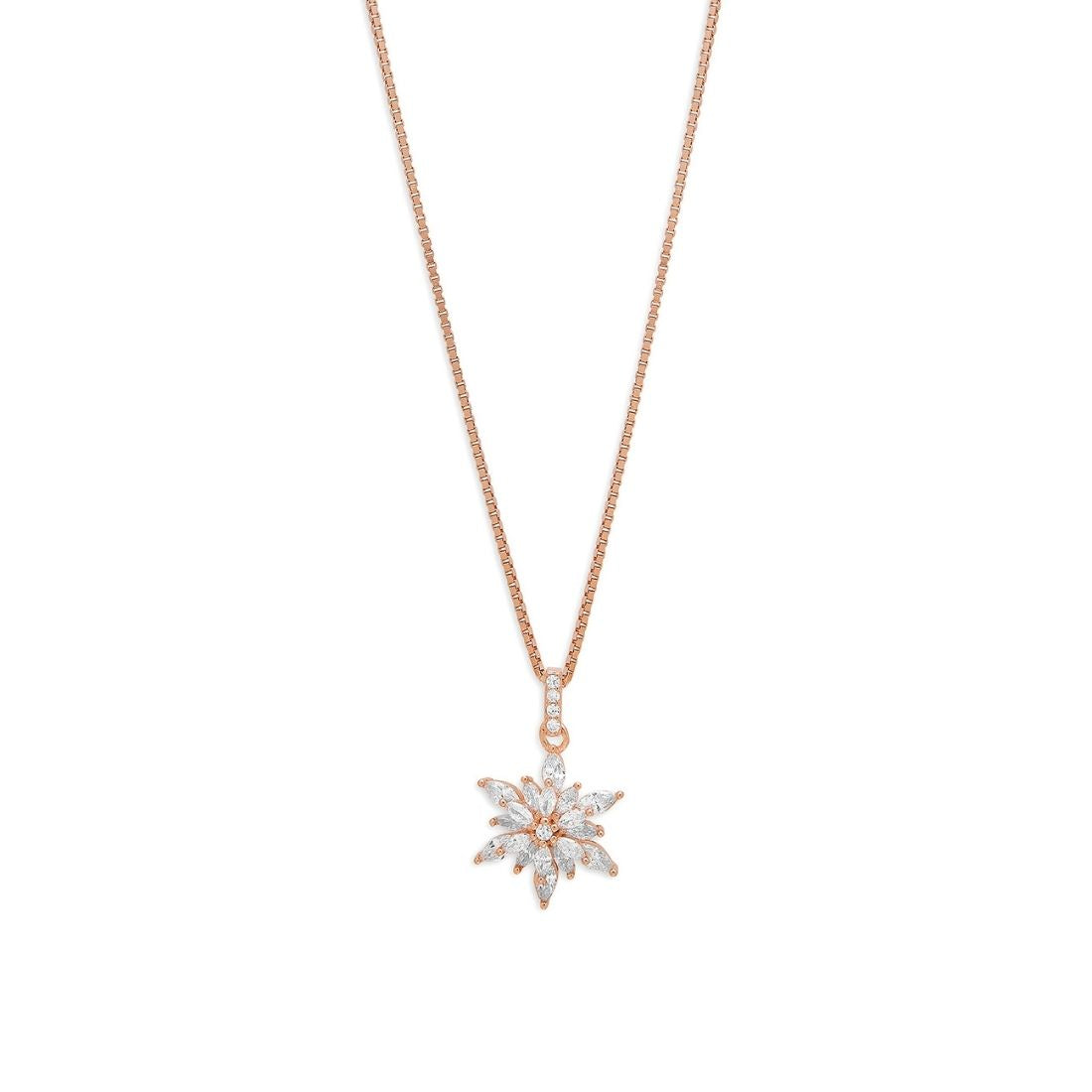 Floral Elegance 925 Sterling Silver Rose gold Pendant with Chain