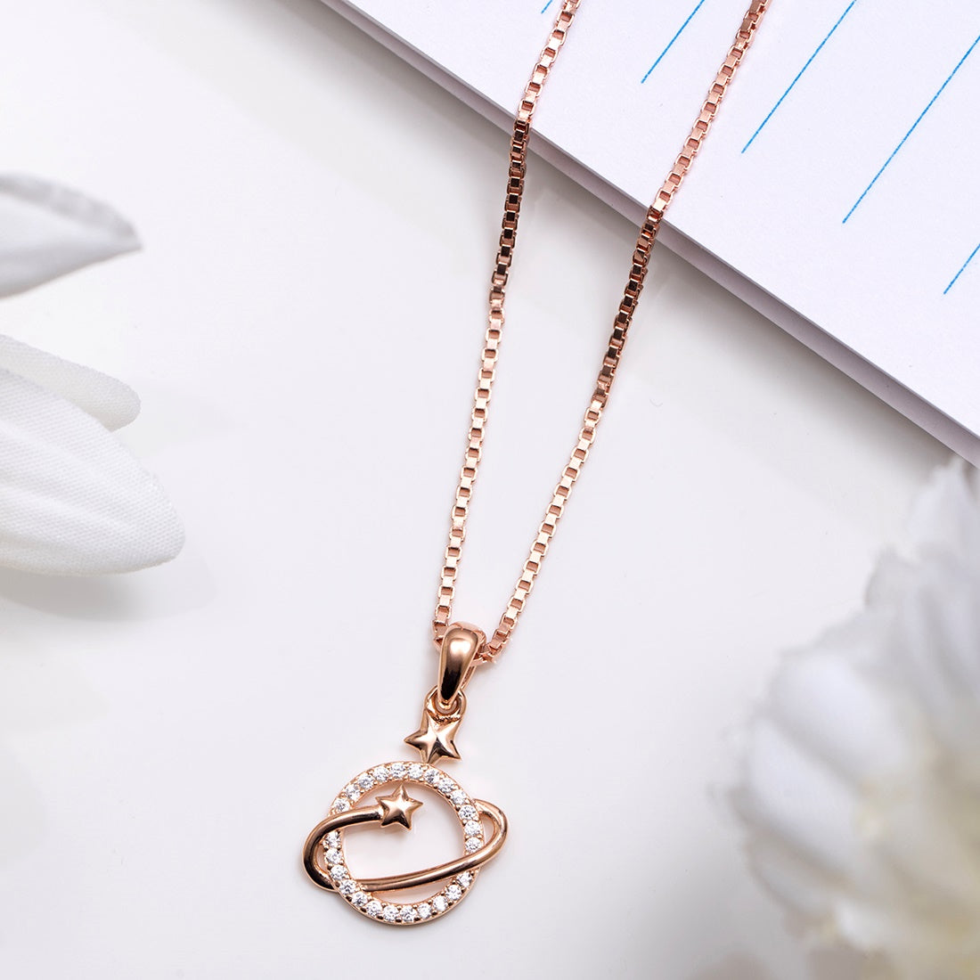 Starry Elegance Rose Gold Plated 925 Sterling Silver Pendant