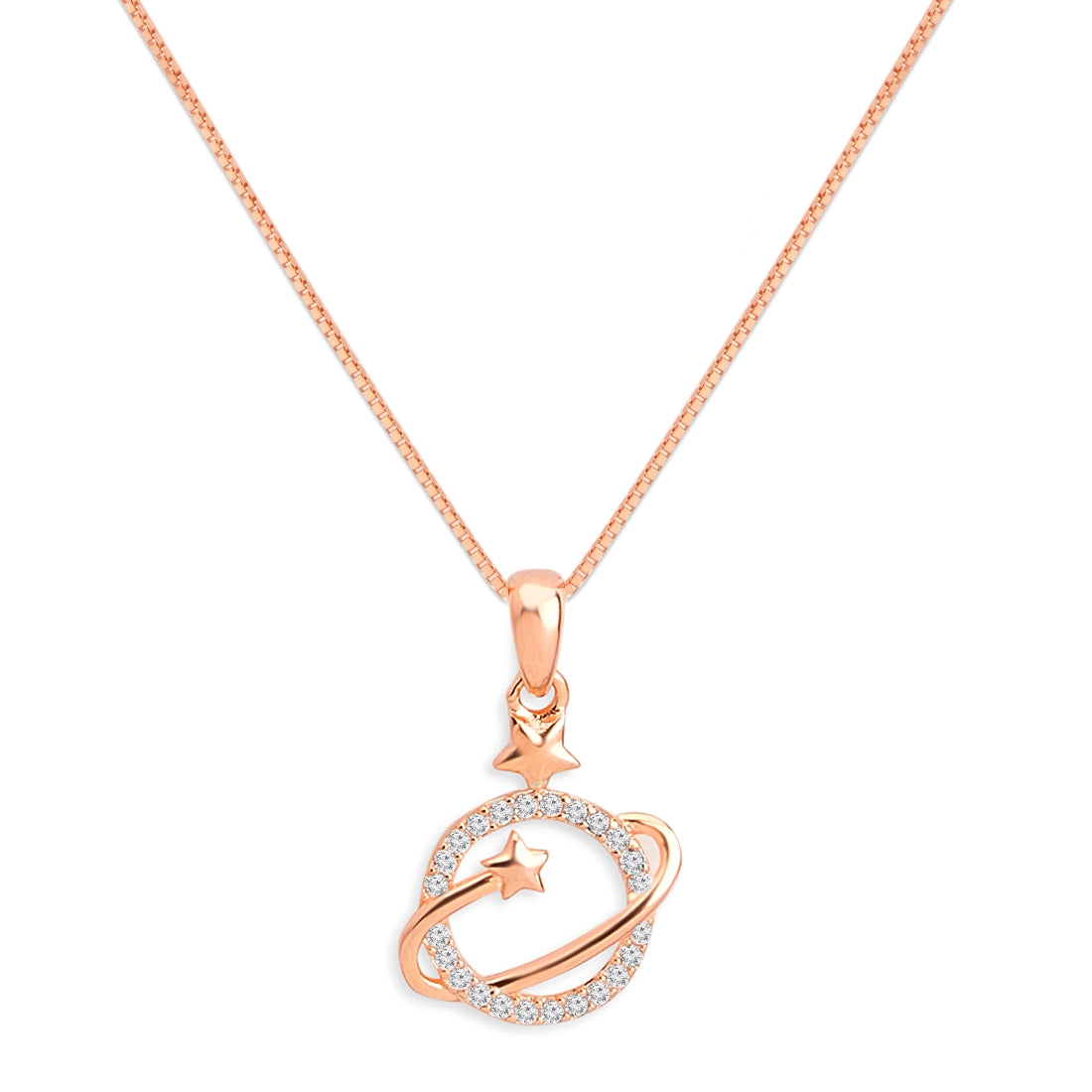 Starry Elegance Rose Gold Plated 925 Sterling Silver Pendant