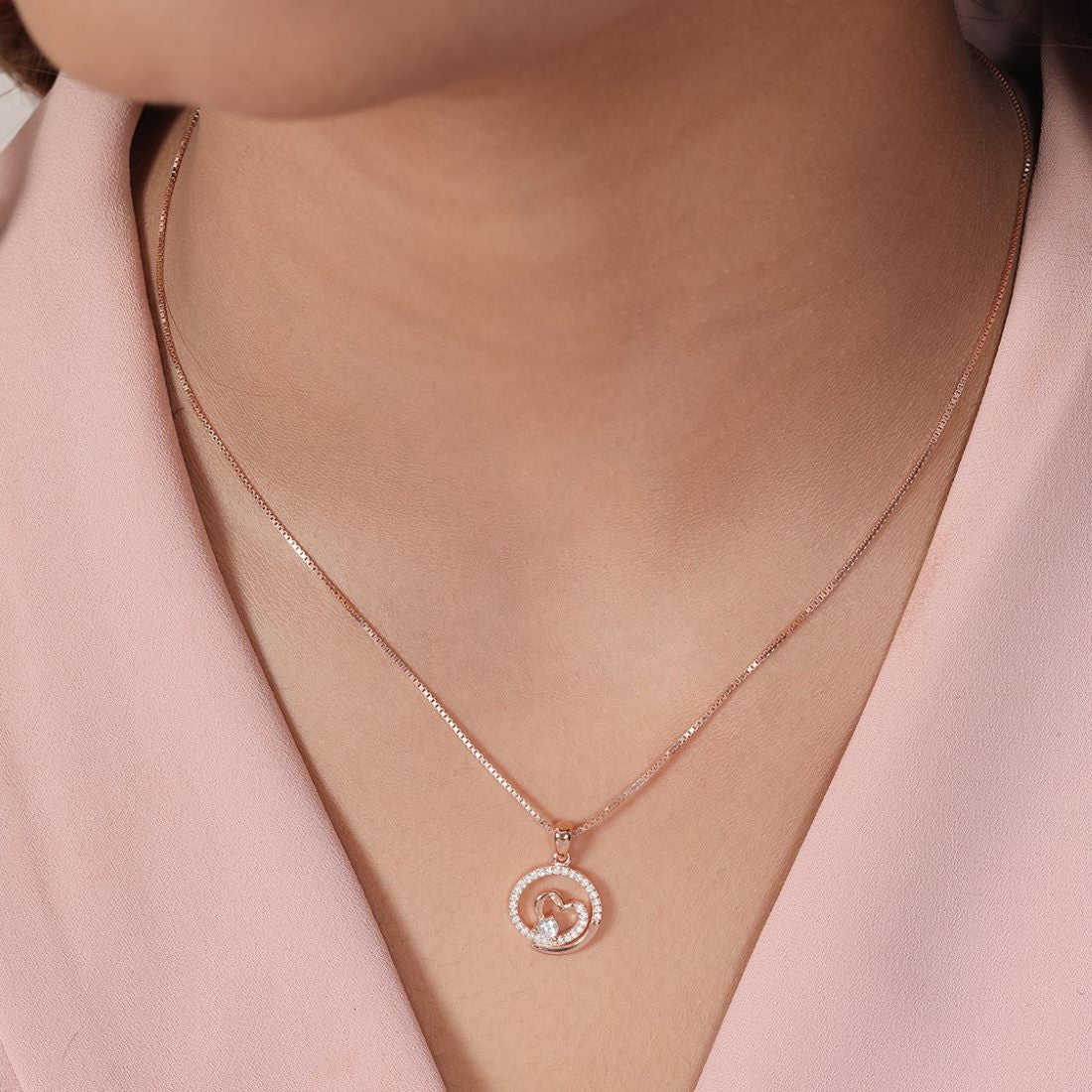 Eternal Love Rose Gold Plated 925 Sterling Silver Pendant