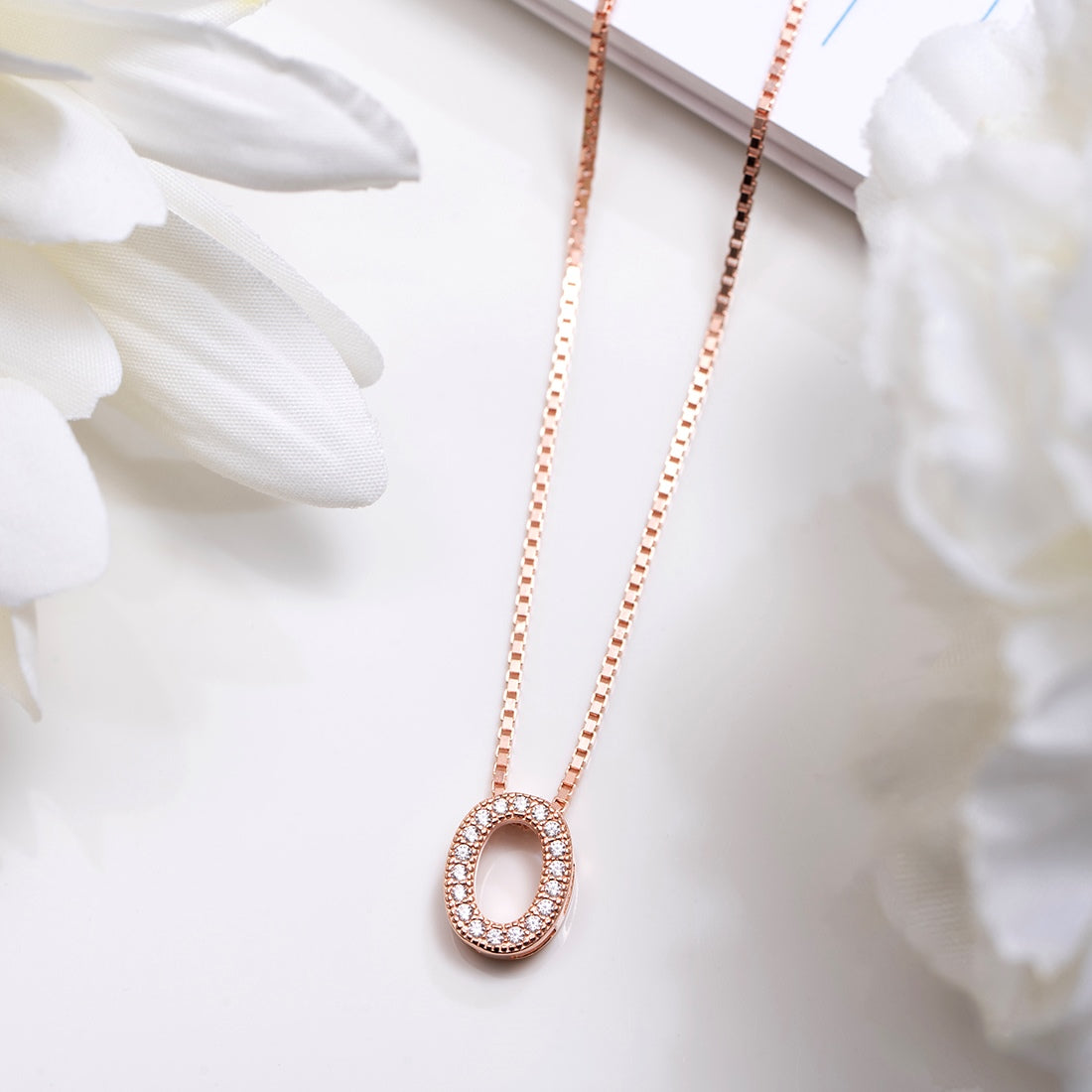 Radiant Oval Rose Gold Plated 925 Sterling Silver Pendant