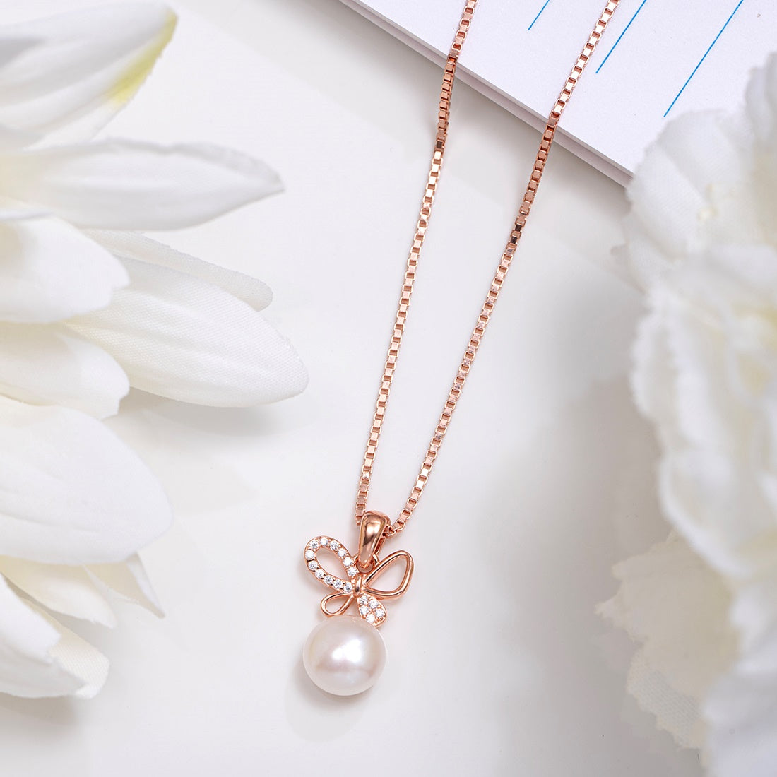 Butterfly Bliss Rose Gold Plated 925 Sterling Silver Pendant