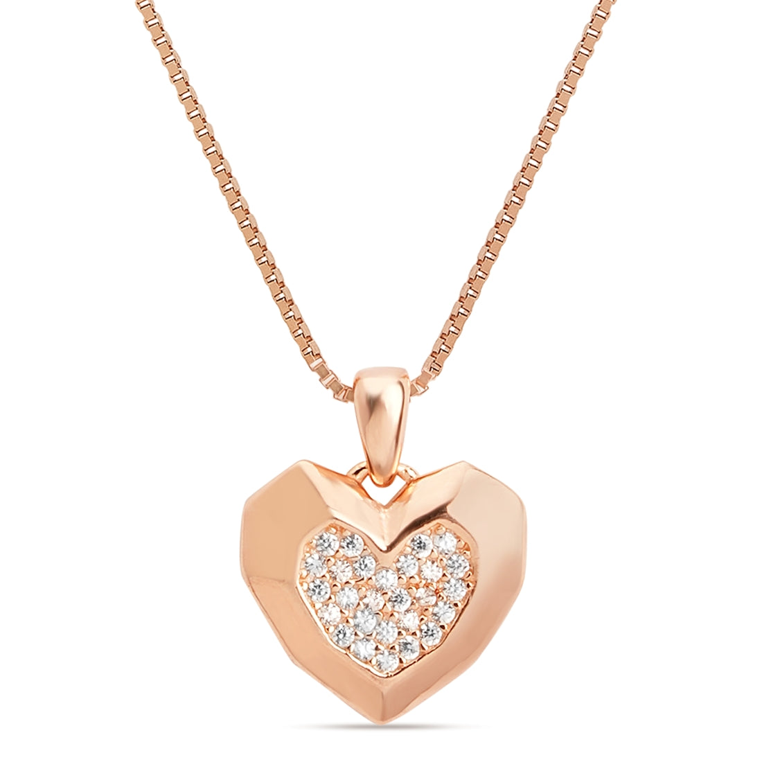 Heartfelt Elegance Rose Gold Plated 925 Sterling Silver Heart Pendant