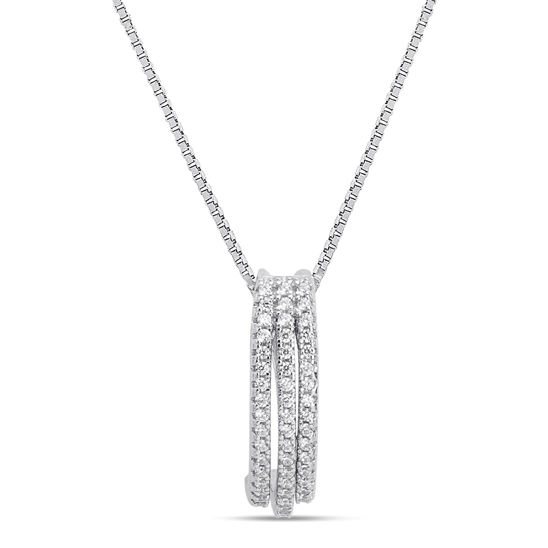 Abstract Brilliance Rhodium Plated 925 Sterling Silver Pendant
