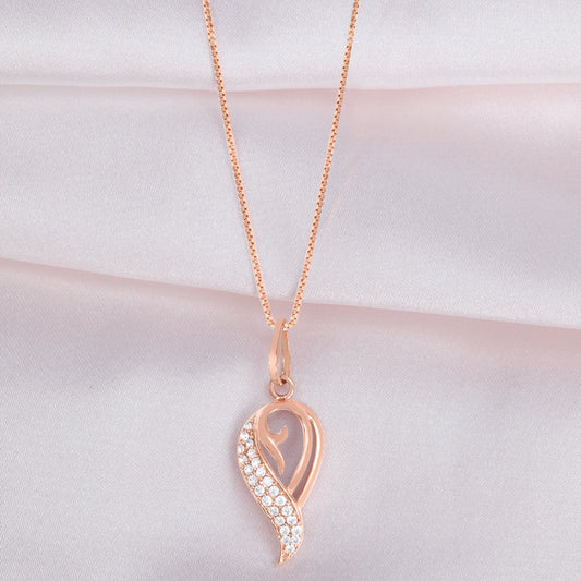 Dazzling Charm 925 Sterling Silver Rose Gold Plated Pendant with Chain