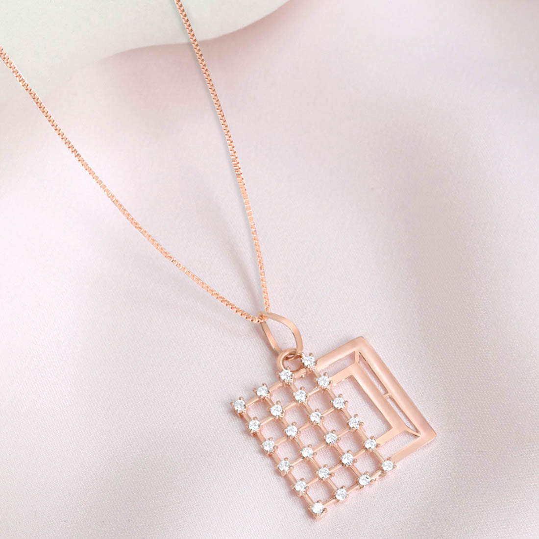 Modern Rose Gold-Plated 925 Sterling Silver Geometric Pendant