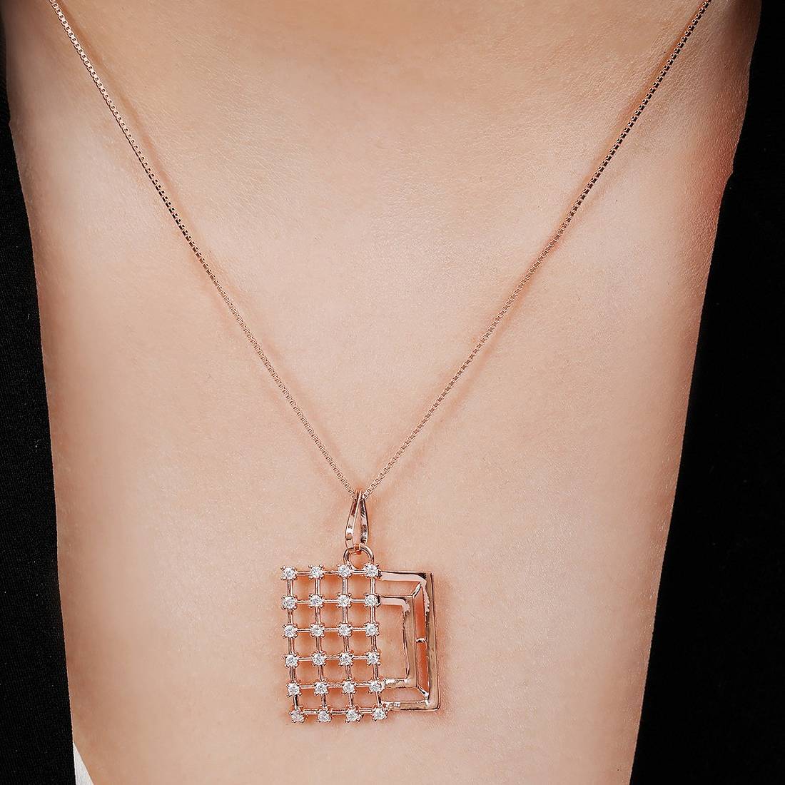 Modern Rose Gold-Plated 925 Sterling Silver Geometric Pendant