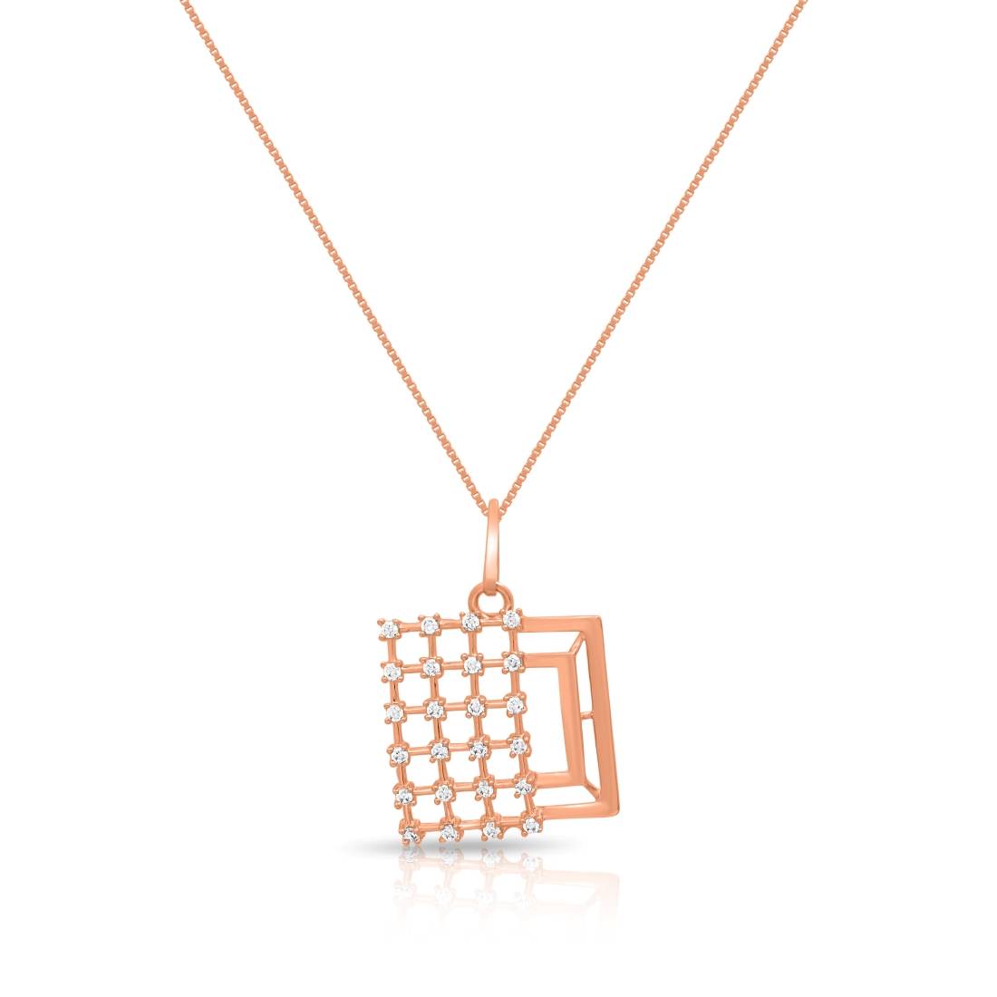 Modern Rose Gold-Plated 925 Sterling Silver Geometric Pendant