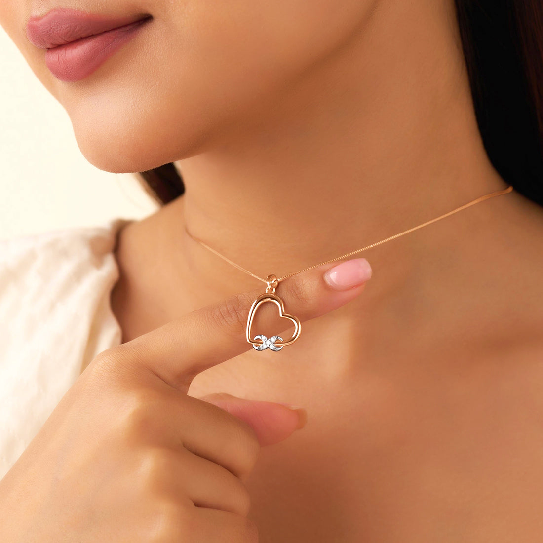 Love's Infinite Path Rhodium & Rose Gold Plated Necklace