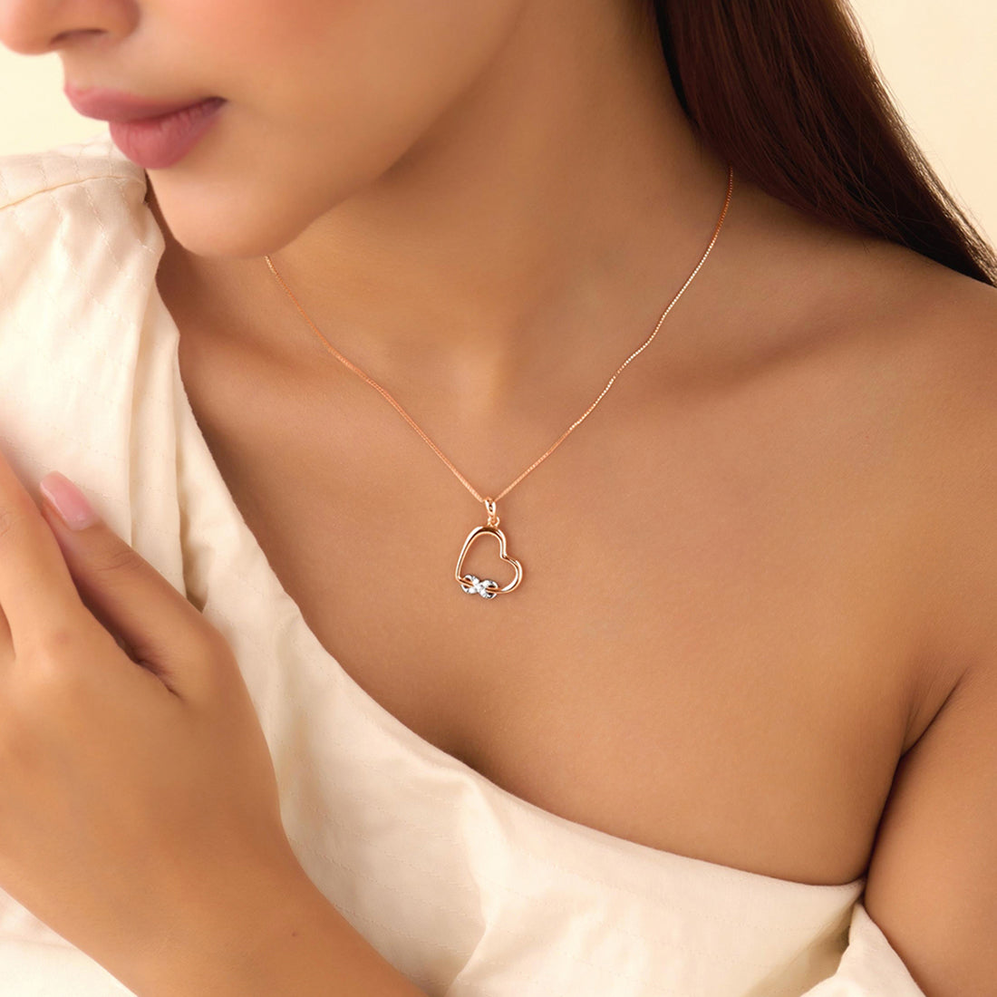Love's Infinite Path Rhodium & Rose Gold Plated Necklace
