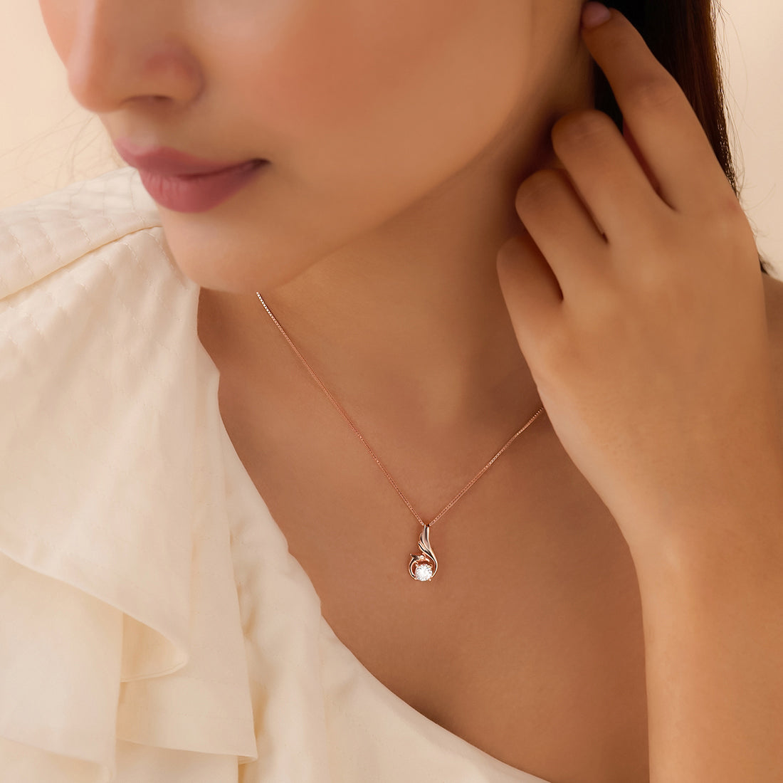 Wings of the Peacock Rose Gold Plated Necklace