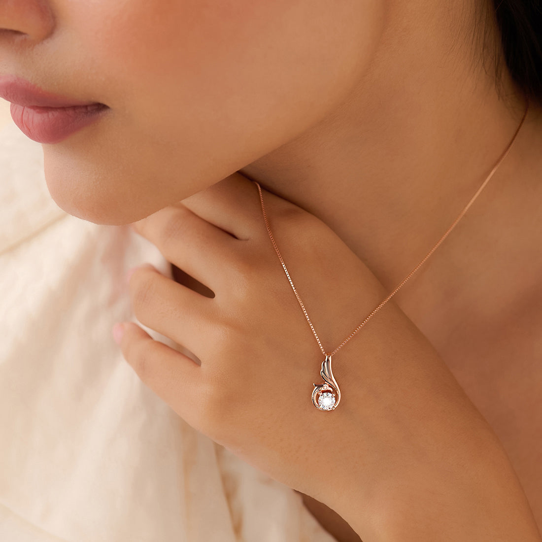 Wings of the Peacock Rose Gold Plated Necklace