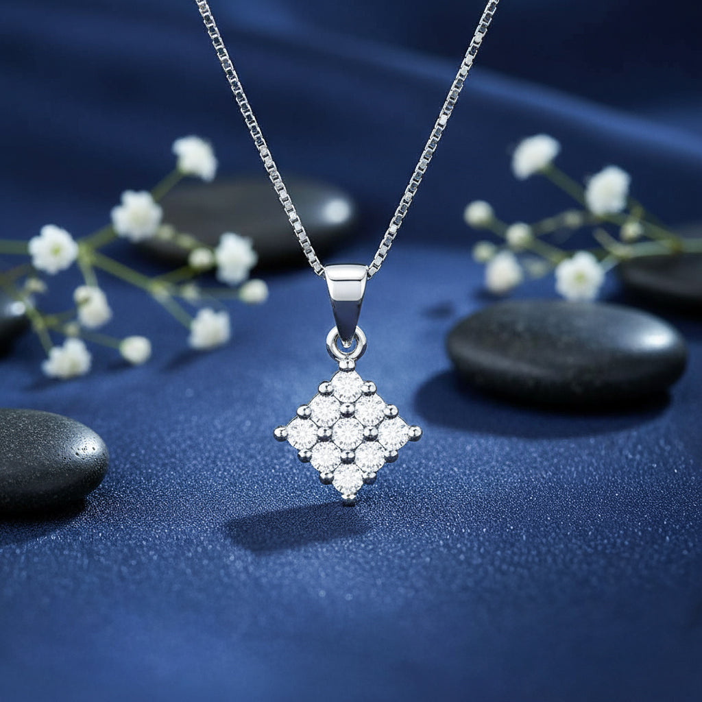 A Cluster of Wishes Rhodium Plated Necklace