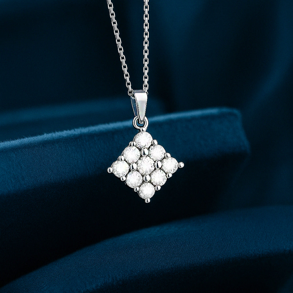 A Cluster of Wishes Rhodium Plated Necklace