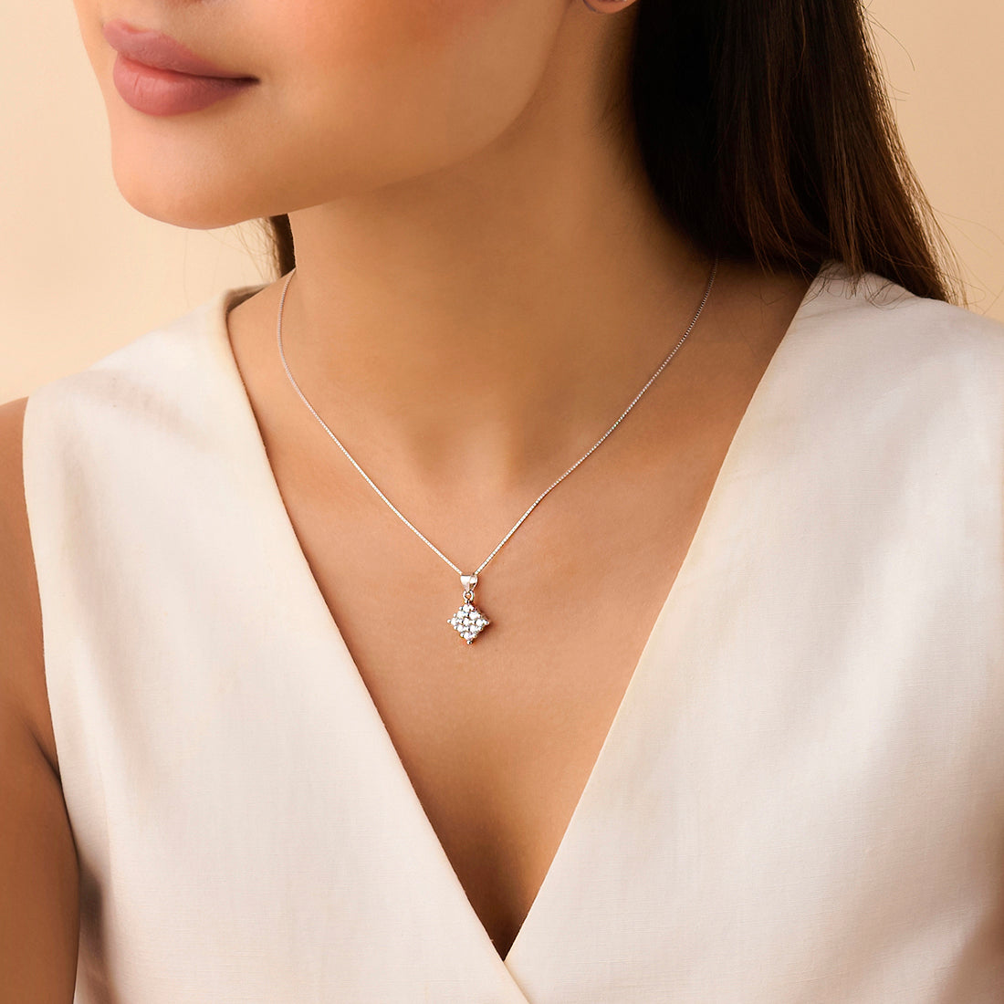 A Cluster of Wishes Rhodium Plated Necklace