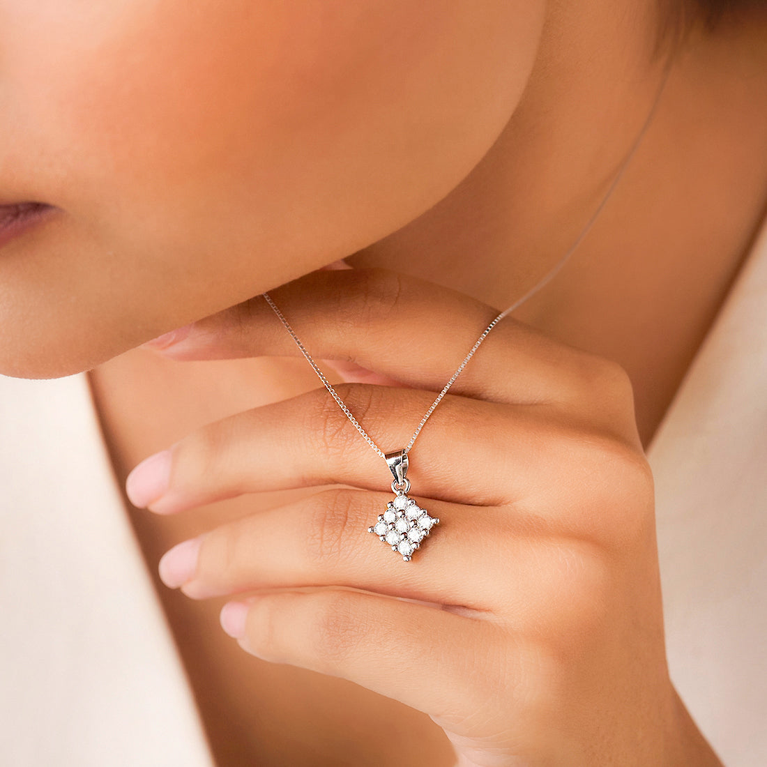 A Cluster of Wishes Rhodium Plated Necklace