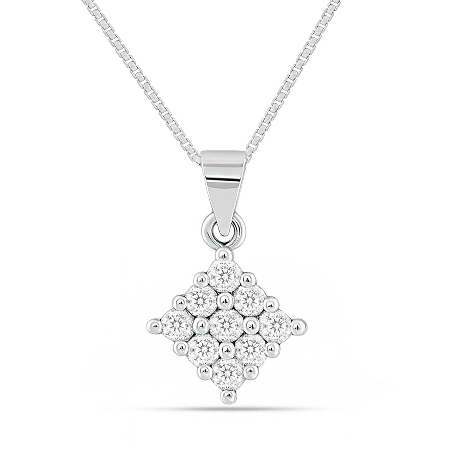 Luminous Lattice Rhodium Plated Cubic Zirconia Jewellery Set
