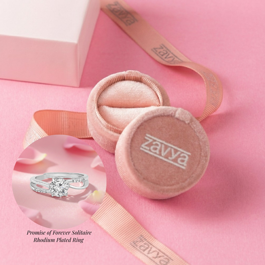 Zavya Promise-Box x Twisted Solitaire Silver Ring (Adjustable)