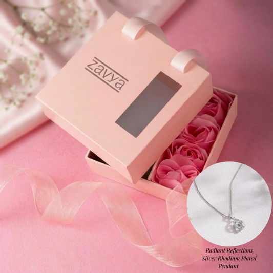 Zavya Love & Bloom x Radiant Reflections 925 Silver Rhodium Plated Pendant with Chain