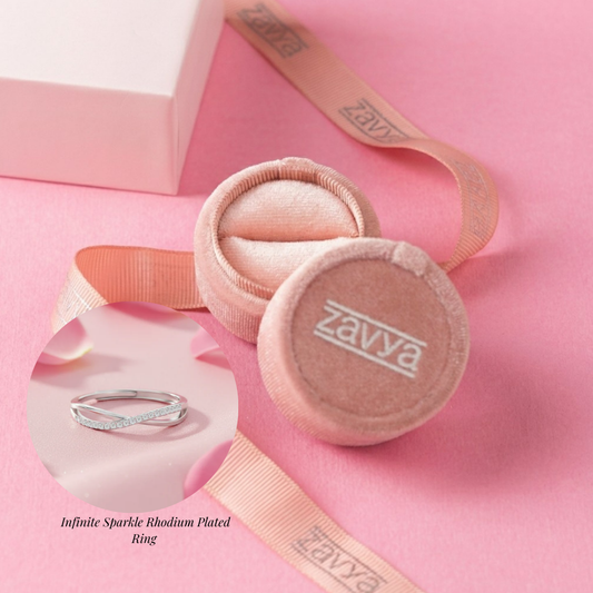 Zavya Promise-Box x Infinite Sparkle Adjustable Rhodium Plated Ring (Adjustable)