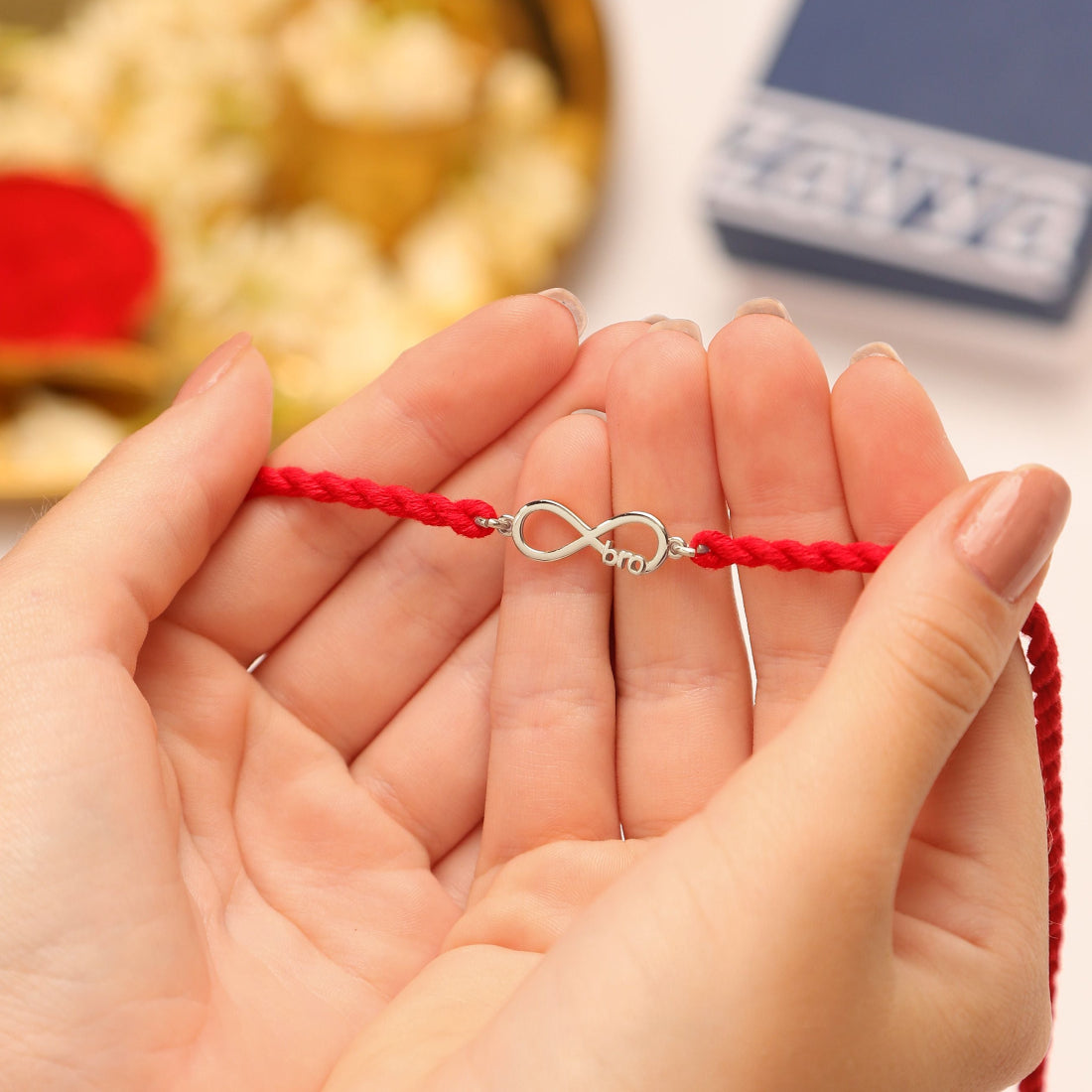 Eternal Bond Rhodium-Plated 925 Sterling Silver Rakhi