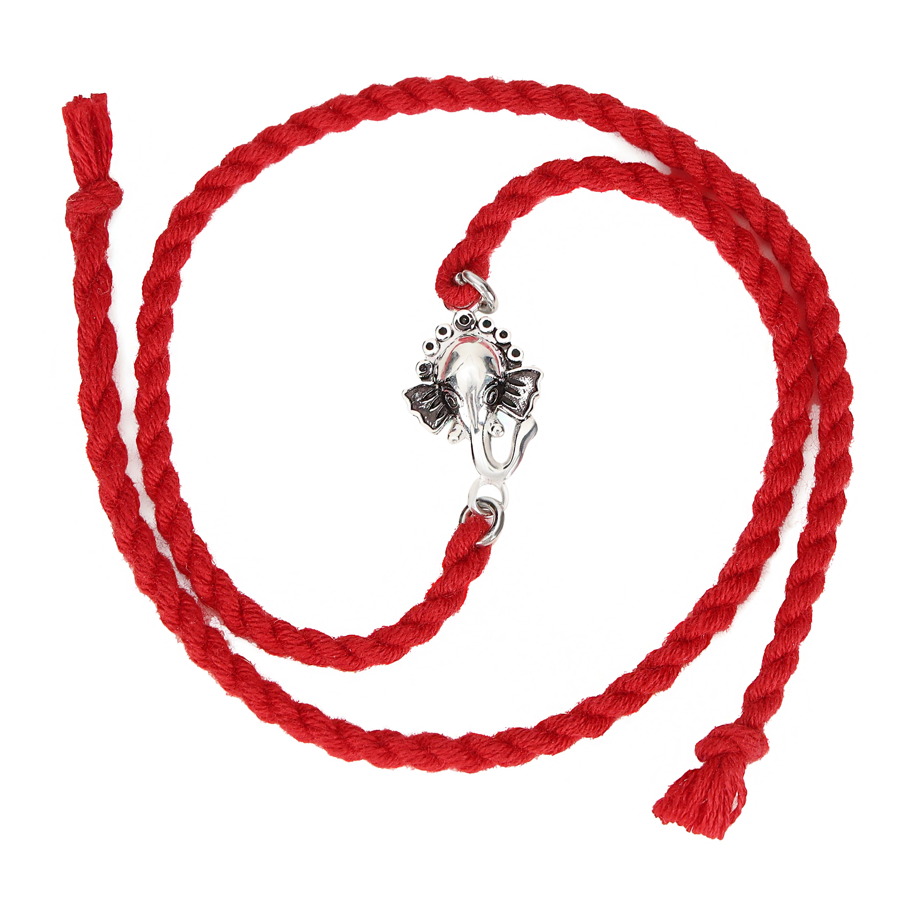 Glorious Ganesha Rhodium-Plated 925 Sterling Silver Rakhi