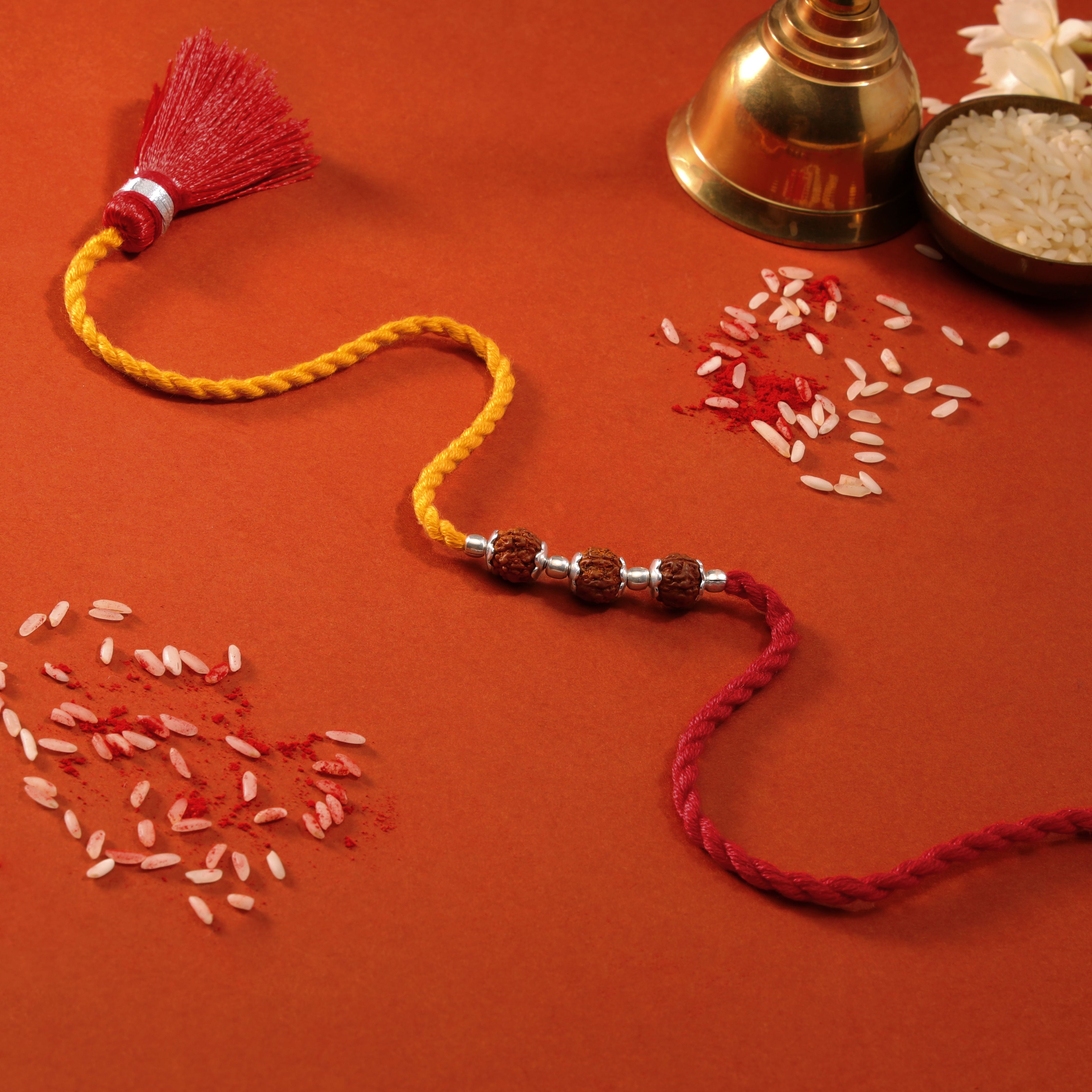 Divine Rudraksha Rhodium-Plated 925 Sterling Silver Rakhi