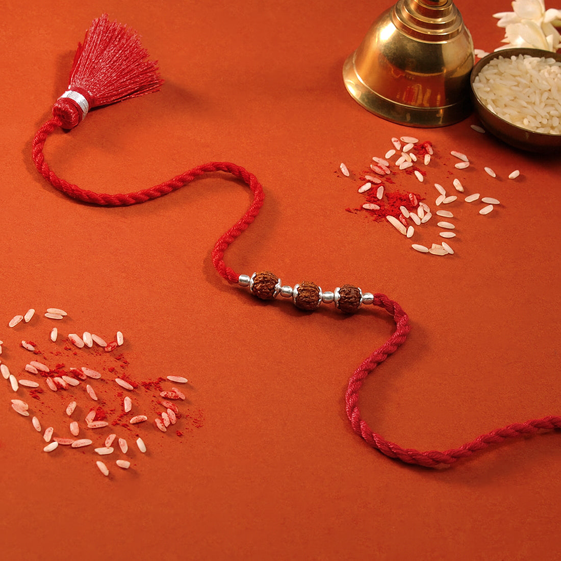 Divine Rudraksha Rhodium-Plated 925 Silver Rakhi