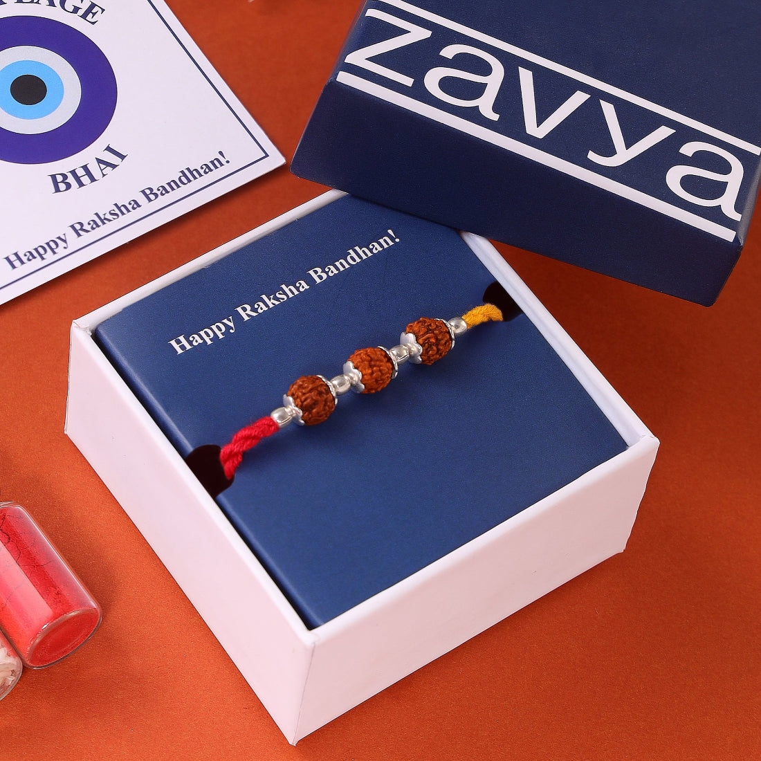 Divine Rudraksha Rhodium-Plated 925 Sterling Silver Rakhi