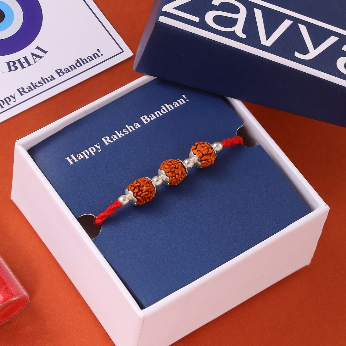 Divine Rudraksha Rhodium-Plated 925 Silver Rakhi