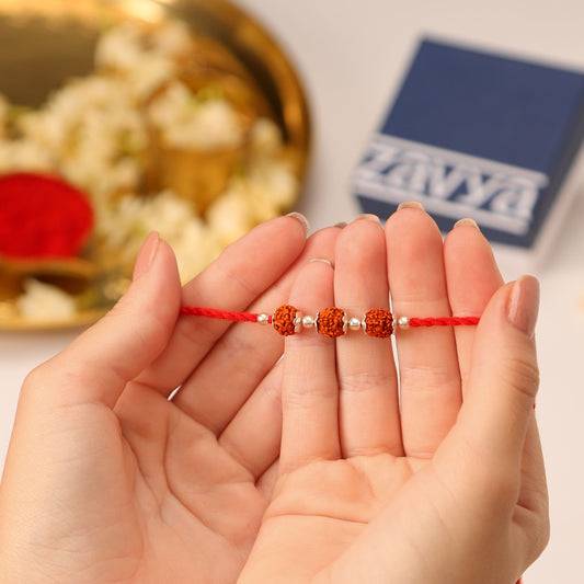 Divine Rudraksha Rhodium-Plated 925 Sterling Silver Rakhi