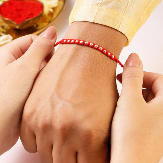 Radiant Thread of Love Rhodium-Plated 925 Sterling Silver Rakhi